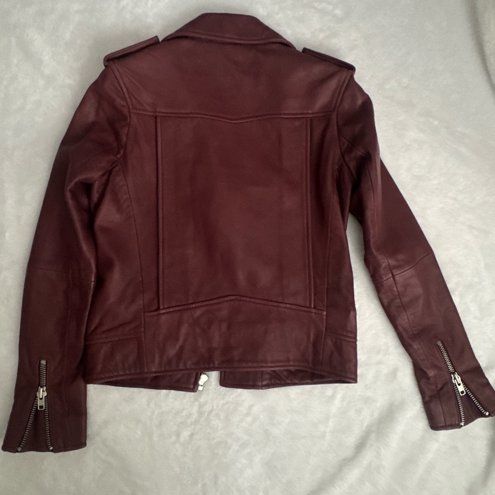 n nicholas Moto leather jacket burgundy maroon color/ New - Picture 6 of 10